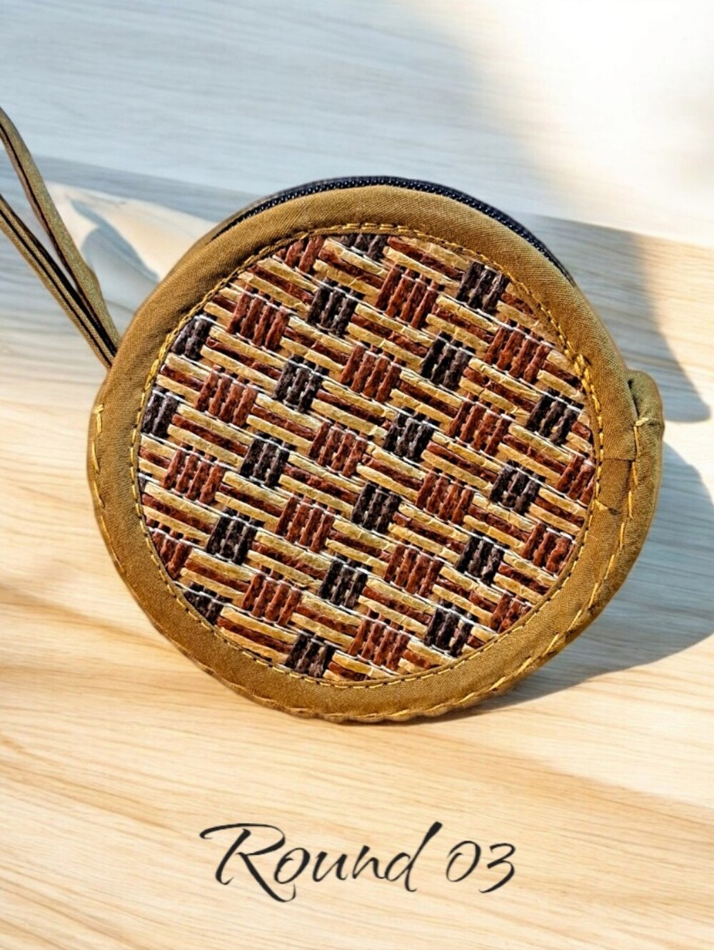 Handwoven Rattan Coin Purse - Round - Picture 8 of 10
